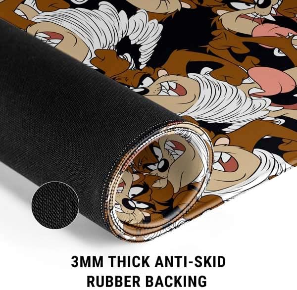 Skinit Extra Large Gaming Mouse Pad - Officially Licensed Taz Super Sized Pattern Design with Stitched Edges Waterproof Non-Slip Rubber Base Desk Mat for Keyboard &amp Mouse 35.75 x 15.4 inches