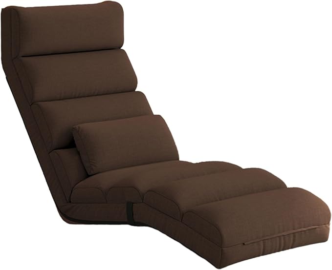Floor Seating Adjustable Head Waist and Legs Foldable Floor Lazy Sofa with Pillow No Need to Assemble Gaming Chair Floor for Home Office Reading(Brown)