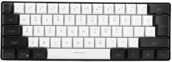 Brrnoo 61-Key Ergonomic Mechanical Gaming Keyboard with RGB LED Backlight Wired Keyboard for PC Office Use White