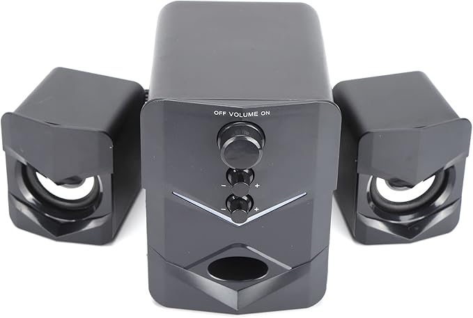 Multimedia Desktop Wired Subwoofer Speaker for Home Computer - Wide Compatibility Bass Enjoyment 2.1 Stereo Knob Adjustment