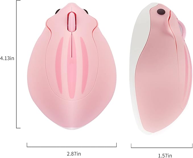 3C Light 2.4GHz Wireless Mouse Cute Animal Hamster Wireless Mouse Portable Mini Optical Mice Cartoon Computer Mouse 3 Buttons for Laptop Desktop PC Computer (Pink)