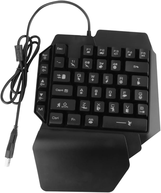 Gadpiparty 1pc Left-Handed Single-Hand Mechanical Gaming Backlight Function Compact and Portable Design for and Gaming Ergonomic for Mobile Use