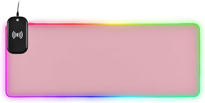 Pinks Mouse Pad Gaming Mousepad Non Slip Desk Mat Wireless Charging Computer Mouse Pads RGB Keyboard Mats Pad for Desktop Office Home 31.5 x 11.8 in