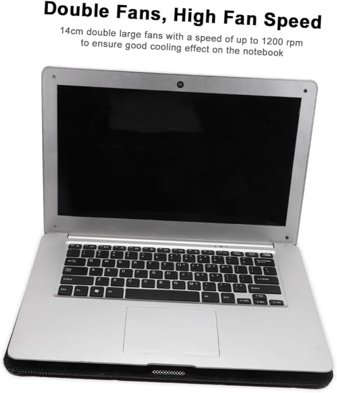 6-inch Adjustable Heat Dissipation Laptop Cooling Stand with Large Fan Notebook Computer Cooling Holder for Gaming and Office Use Black