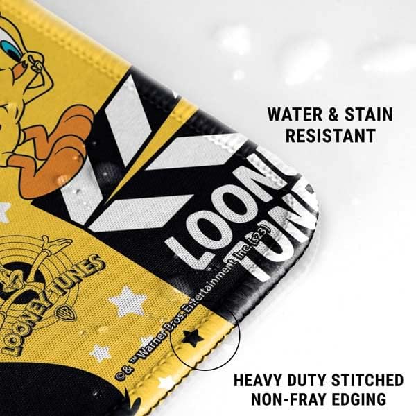 Skinit Extra Large Gaming Mouse Pad - Officially Licensed Looney Tunes Tweety and Sylvester Patches Design with Stitched Edges Waterproof Non-Slip Rubber Base Desk Mat for Keyboard &amp Mouse
