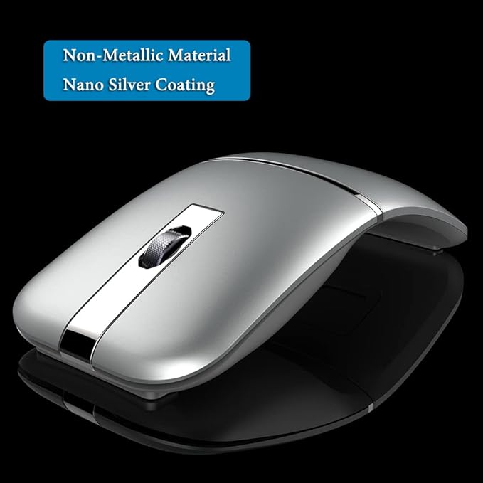 Bluetooth Wireless Arc Mouse Dual Model (2.4G+BT5.1) Rotating Foldable Mouse for Microsoft Rechargeable Portable Mice for Laptop Notebook PC MacBook Chromebook