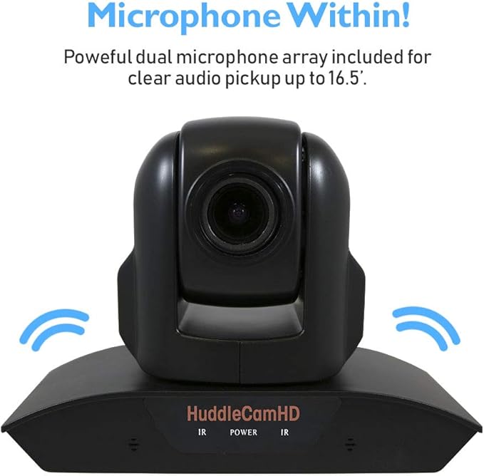 HuddleCamHD USB Conference Cameras with PTZ Control - Webcams for Zoom Video Conferencing (3X w/Audio White)