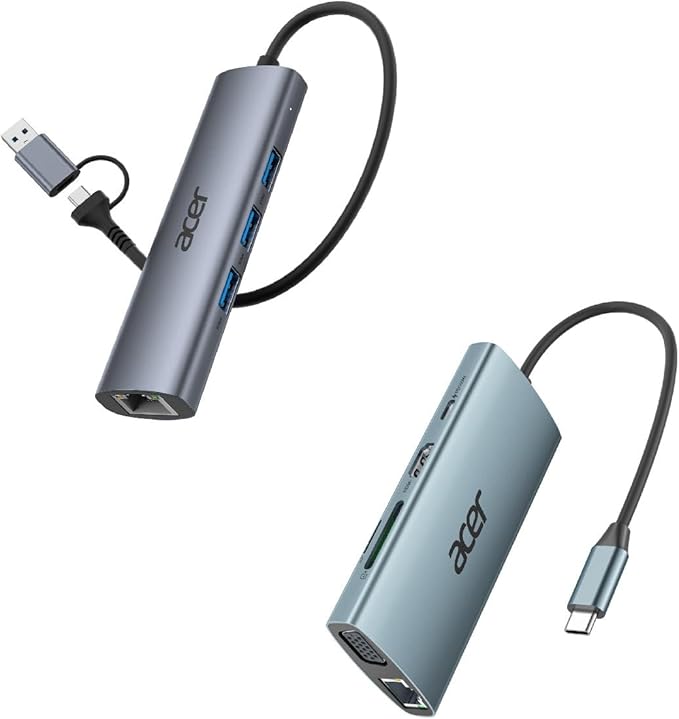 acer 9 in 1 USB C Hub Bundle with 4 in 1 USB A/C Hub