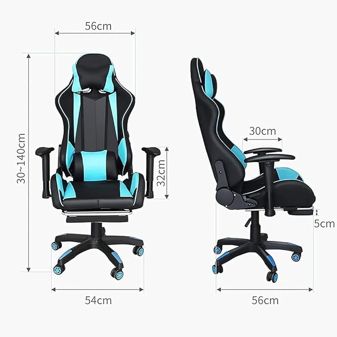 HOTRA Ergonomic Gaming Chair with Footrest Office Chair with Headrest Lumbar Support High Back Video Game Chair Adjustable Swivel PC Chair (Color : White)