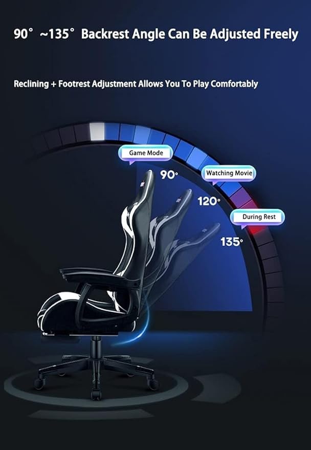Massage Gaming Chair Ergonomic Racing Office Chair with Lumbar Support Reclining PU Leather Swivel Task Chair(Blue)