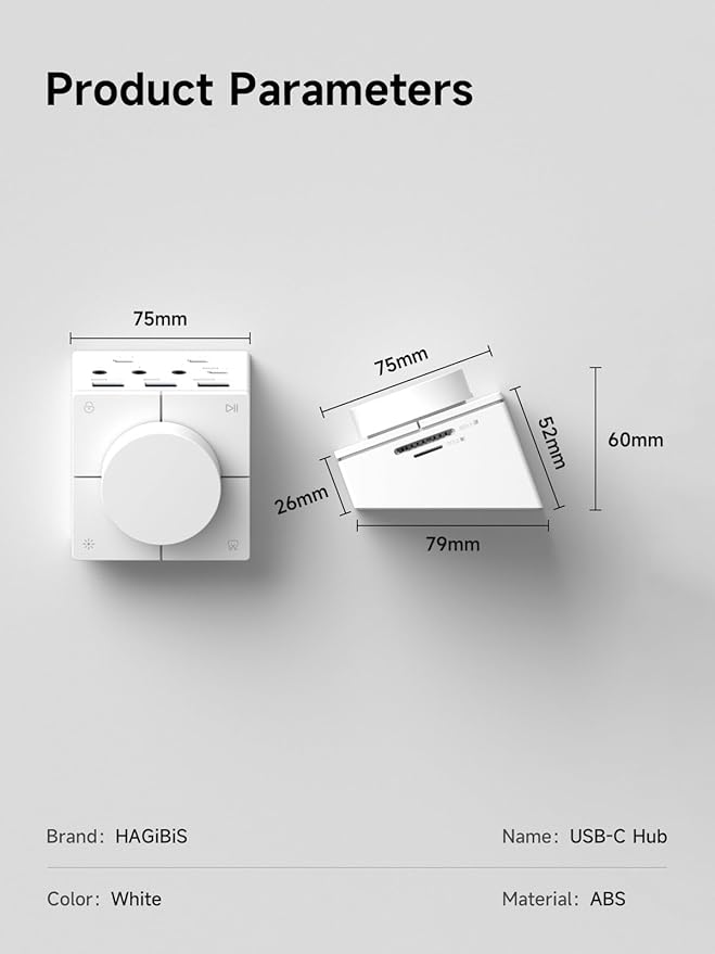 Hagibis Knob USB C Hub with Shortcut Buttons RGB Type-C Docking Station with 5Gbps USB-C 2 USB3.0 3.5mm Jack SD/Micro SD3.0 USB2.0 for MacBook iPad Pro Laptop (White AG)