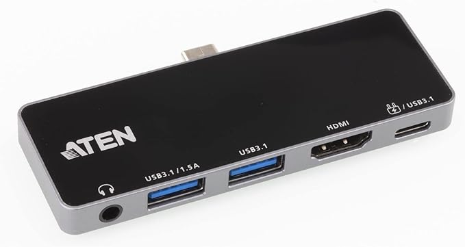 ATEN 5-in-1 USB-C Travel Dock w/Audio Port 92W PD 3840 x 2160 60Hz 30Hz USB 3.2 Thunderbolt 3 HDMI 3.5mm Mic Headphone for Windows Mac iPad Android Mobile Laptop Desktop UH3238