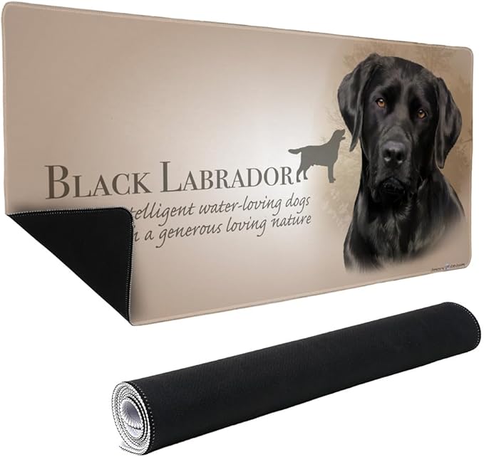 Black Lab Labrador Dog Breed Large Gaming Mouse Pad Desk Mat with Stitched Edges Non-Slip Base for Gamer Home and Office