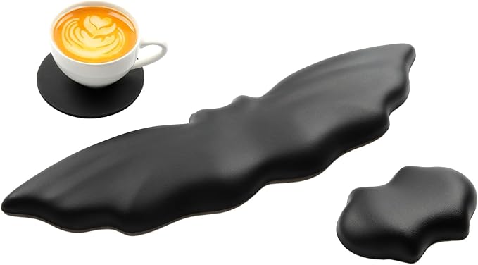 Keyboard Wrist Rest - Soft Leather Halloween Bat Wrist Pad for Mouse Wrist Rest with Non-Slip Base Wrist Pad for KeyboardArm Rest for Desk Computer Laptop Mac Gaming Office Black