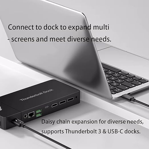 3FT Thunderbolt 5 USB C / USB4 Compatible with MacBook iPad iPhone 15 16 Lenovo HP Samsung Dell PC Laptop Super-Fast Charging Video Display Monitor Docking Station Hub Data Transfer