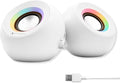 X9 Performance White Computer Speakers with RGB Lighting Bluetooth USB and AUX - Triple Mode Connection Dual 2.25 Drivers for Work and Play Bluetooth Desktop Speakers for PC - White