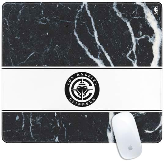 Skinit Medium Gaming Mouse Pad - Officially Licensed LA Clippers Marble Design with Stitched Edges Waterproof Non-Slip Rubber Base Desk Mat for Keyboard &amp Mouse 17.7 x 15.75 inches
