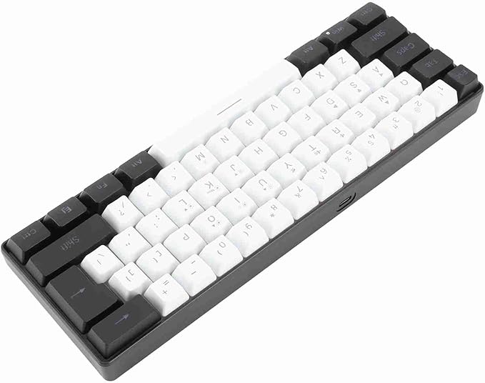 Brrnoo 61-Key Ergonomic Mechanical Gaming Keyboard with RGB LED Backlight Wired Keyboard for PC Office Use White