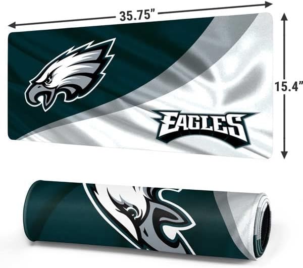 Skinit Extra Large Gaming Mouse Pad - Officially Licensed Philadelphia Eagles Design with Stitched Edges Waterproof Non-Slip Rubber Base Desk Mat for Keyboard &amp Mouse 35.75 x 15.4 inches