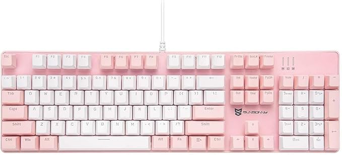 Qisan 104 Mechanical Keyboard for Gaming | Large Size USB White Backlit Gaming Keyboard Wired | US Layout Brown Switches Hot Swappable Mechanical Clicky Keyboards Compatible with PC &amp Laptop