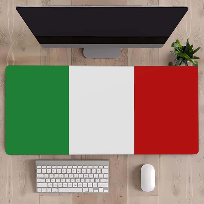 Large Mouse Mat Italian Flag Design Computer Mousepad with Non-Slip Rubber Base Waterproof Mouse Pad Desktop Keyboard Pad for GamerHome School Laptop Office Accessories35.4x15.7 in