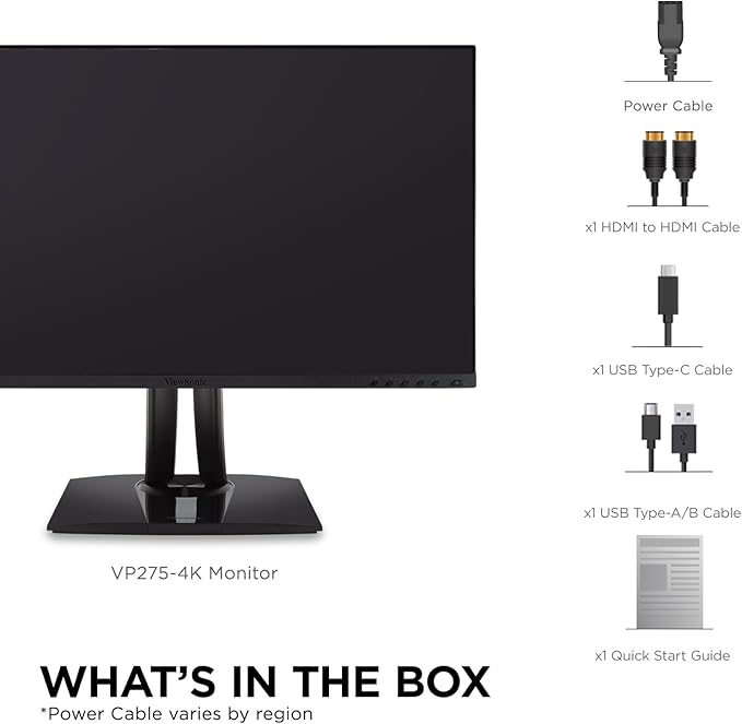 ViewSonic VP275-4K 27 Inch IPS 4K UHD Monitor Designed for Surface Advanced Ergonomics 100% sRGB 60W USB C HDMI and DisplayPort