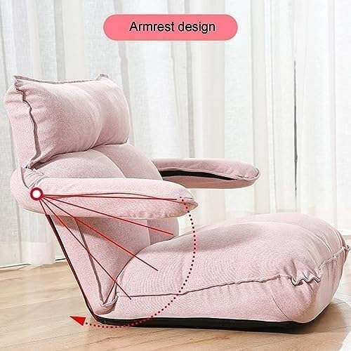 ELEFOCUS Adjustable Floor Chair with Armrests Gaming Chairs for Adults Chaise Lounge Folding Sofa Indoor for Living Room Bedroom(Gelb)