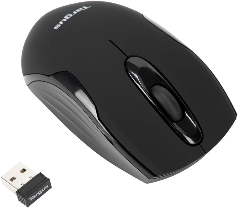 Targus Compact Mouse with Blue Trace Technology for Tracking and Retractable 2.5-Foot USB Cord Black and Gray (AMU75US)
