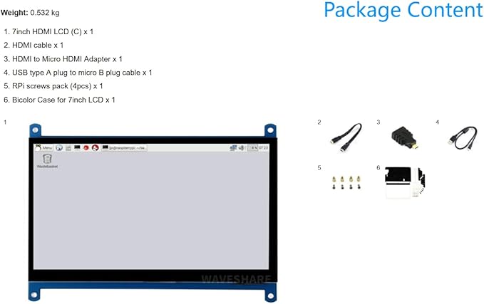 7inch Capacitive Touch Screen LCD for Raspberry Pi 4B/3B+/3A+ BeagleBone Black Banana Pi/Pro 1024×600 Resolution HDMI IPS for Windows 11/10 / 8.1/8 / 7 (7inch HDMI LCD (C) with case)
