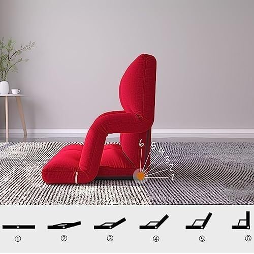 ELEFOCUS Floor Chair Individually Folding Meditation Chair 6 Gears Adjustable Backrest Padded Gaming Chair with Armrests(Grigio)