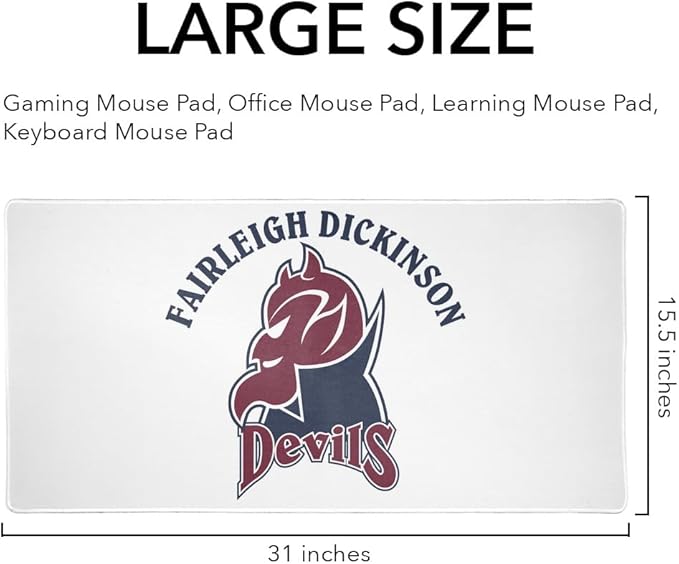 Fairleigh Dickinson University Knights Primary Logo Large Gaming Mouse Pad Desk Mat with Stitched Edges Non-Slip Base for Gamer Home and Office 31.5 x 15.7