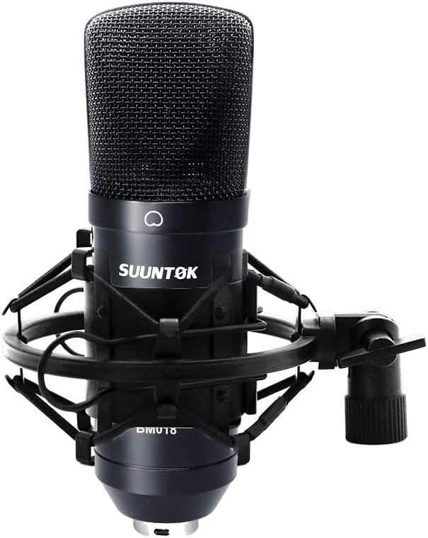 XLR Condenser Microphone Recording Microphone for PC Computer Home Studio Cardioid Podcast Mic Kit for Streaming ASMR YouTube Voice-Over Gaming Vocal (Black)