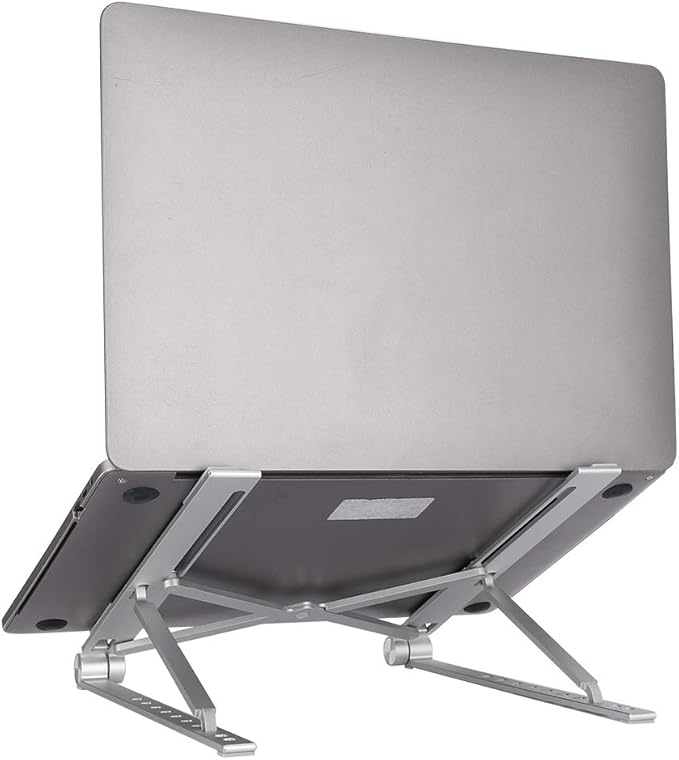RS - Z83 Aluminium Alloy Notebook Cooling Stand Laptop Heat Dissipation Bracket Adjustable Height Ergonomic Design with Stable Base for Most Laptops Silver Desktop Accessories