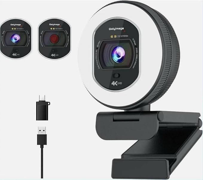 4K Webcam for MSI PRO MP275QPDG Monitorwith Microphone &amp Light &amp Privacy Cover &amp Plug&ampPlayWorks Zoom/Teams/Skype/Google Meet
