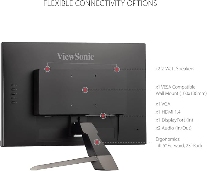 ViewSonic VX2267-MHD 22 Inch 1080p Gaming Monitor with 100Hz 1ms Ultra-Thin Bezels FreeSync Eye Care HDMI VGA and DP