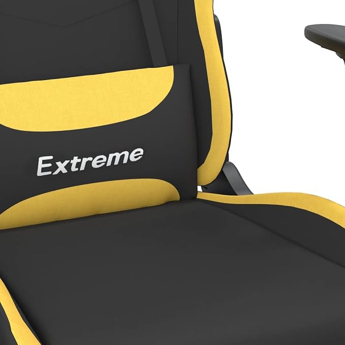 Gaming Chair Black and Yellow with Massage Functionality and Adjustable Armrests for Ergonomic Support and Durable Build