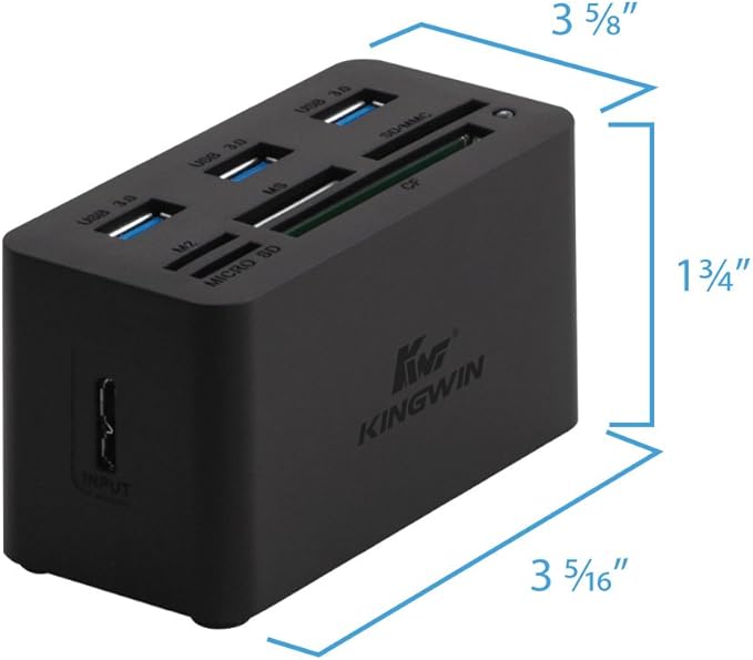 Kingwin USB C Hub Adapter w/ Card Reader Write &amp USB 3.0 HUB - Thunderbolt 3 Supports High Speed SD MS Micro M2 CF For Macbook Laptop Desktop type-c