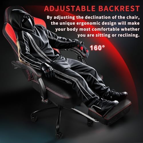 Gaming Chair 400lb Weight Capacity Ergonomic Video Game Chair with Footrest Racing Style Computer Chair with Headrest and Lumbar Support
