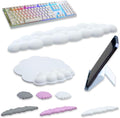 CLOUDIX - Cloud keyboard wrist rest. Set Mouse pad phone holder tablet holder ergonomic cloud crist pad with memory foam. Non-Slip base for typing pain relief home office laptop gaming (WHITE).