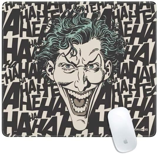 Skinit Medium Gaming Mouse Pad - Officially Licensed DC Comics The Joker Vintage Laughing Design with Stitched Edges Waterproof Non-Slip Rubber Base Desk Mat for Keyboard &amp Mouse