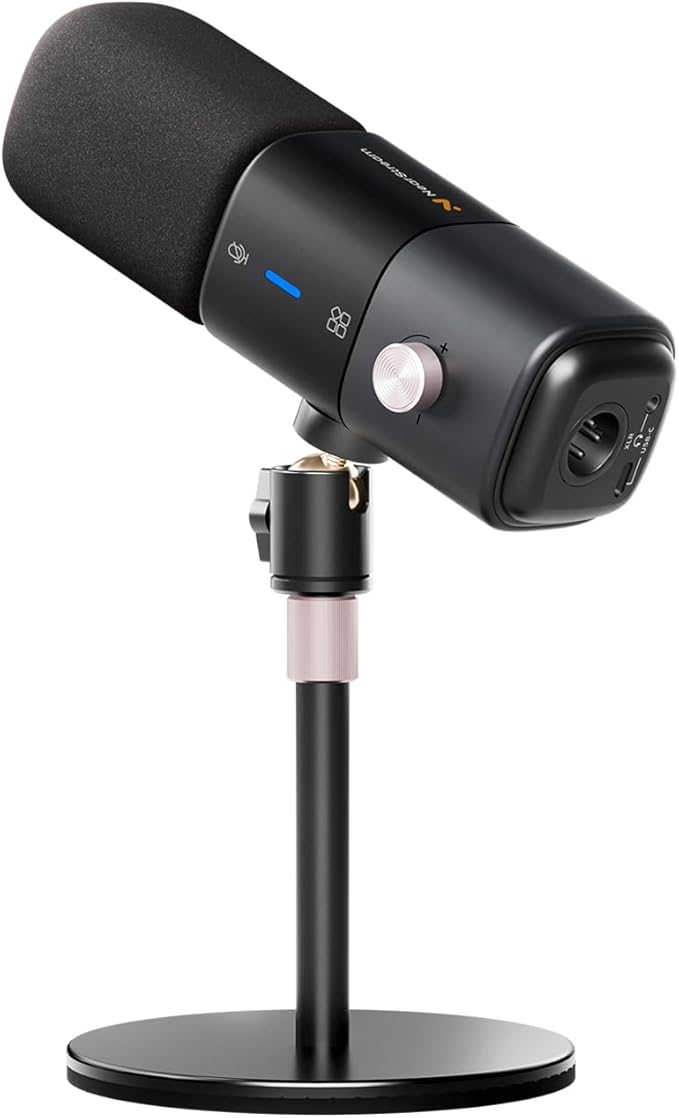 NearStream AM15X Dynamic USB/XLR Microphone Broadcast Mic for Streaming Gaming and Remote Work Powerful Noise Reduction and Warm Studio Sound with Mute Gain and Headphone Jack Black