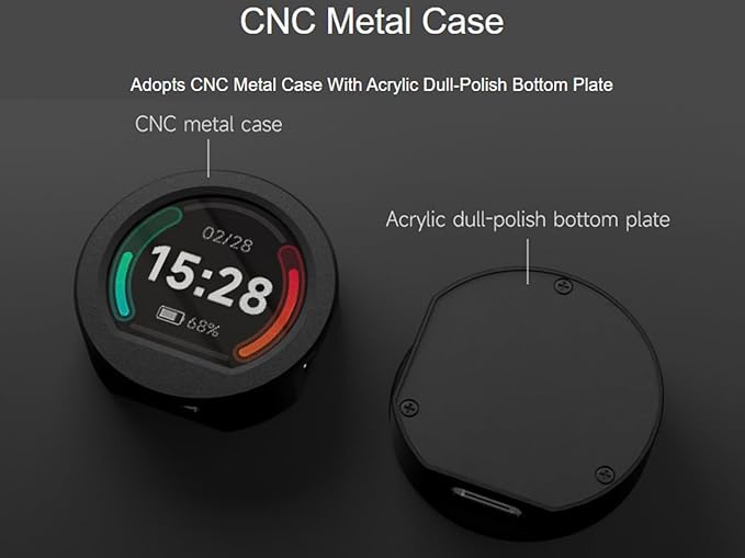 RP2040 MCU Microcontroller Development Board with 0.99inch Round LCD 128×115 Pixels IPS LCD Display Accelerometer and Gyroscope Sensor Type-C Interface Adopts CNC Metal Case