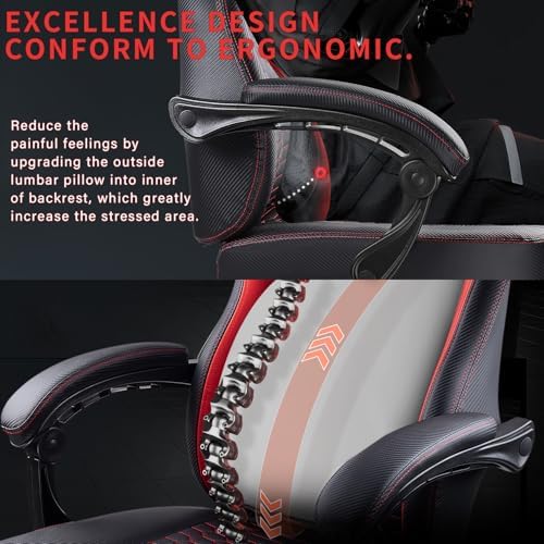 Gaming Chair 400lb Weight Capacity Ergonomic Video Game Chair with Footrest Racing Style Computer Chair with Headrest and Lumbar Support