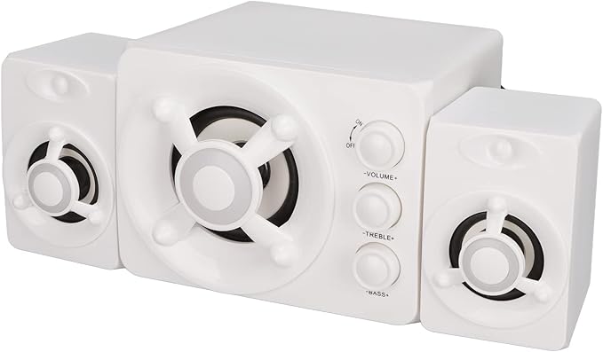 Zunate Computer Speakers USB Powered Small PC Speakers Stereo Subwoofer Multimedia Wired Speaker with RGB LED Light for PC Laptop (New Version White)