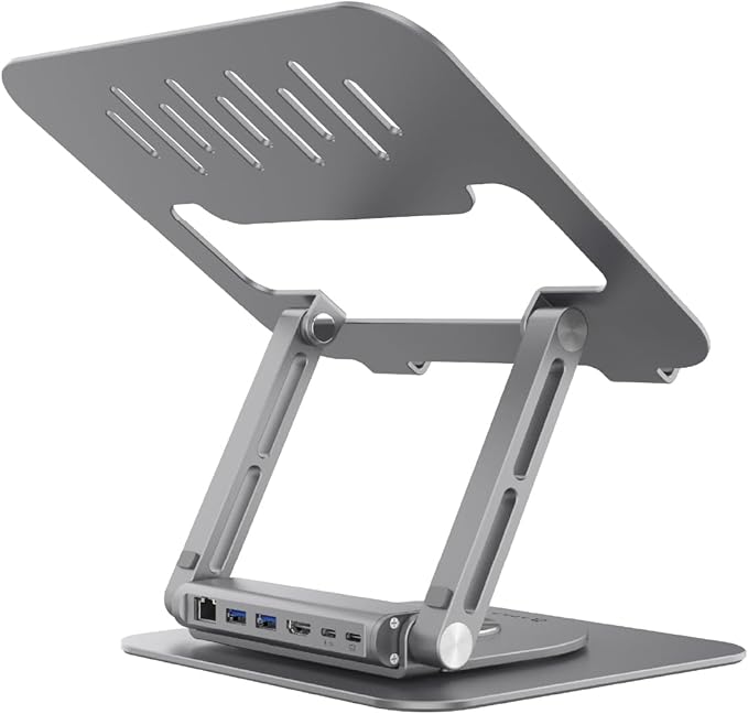 ADAM elements Hub Stand Pro 6-in-1 USB-C Laptop Docking Station Foldable Laptop Stand with 4K HDMI 100W PD &amp USB 3.0 for MacBook Pro/Air M4-M1 iPad &amp USB-C Laptops