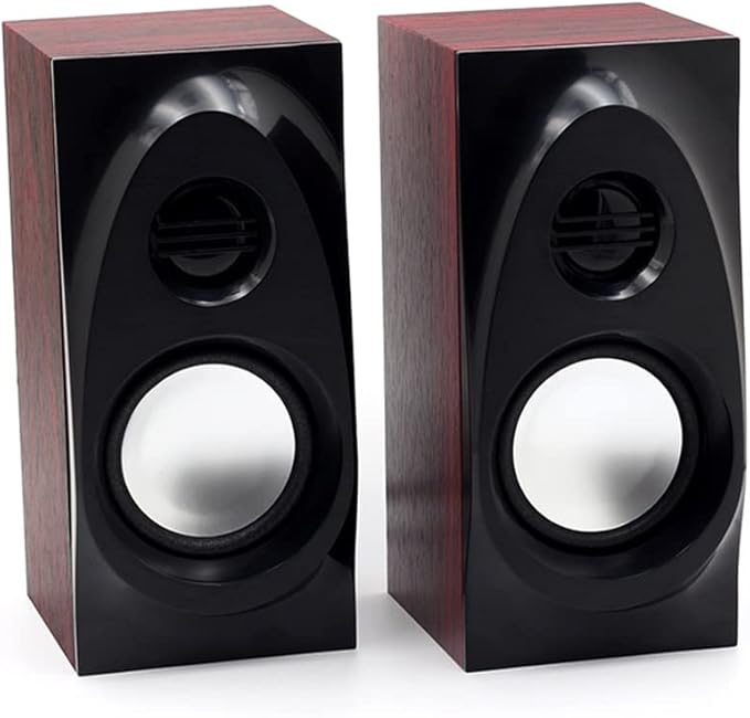 Computer Stereo Wooden Desktop Speakers 3.5mm AUX Input USB Power Computer Speakers for Laptop Desktop Phone Audio Loudspeaker