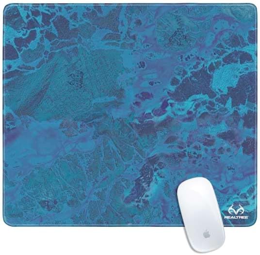 Skinit Medium Gaming Mouse Pad - Officially Licensed WAV3 Blue Camo Design with Stitched Edges Waterproof Non-Slip Rubber Base Desk Mat for Keyboard &amp Mouse 17.7 x 15.75 inches
