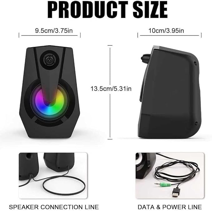 Computer Speakers Stereo Multimedia Desktop SpeakersGaming Speakers2.0 Channel Speakers for PC/Laptop/Tablets/Game Machine