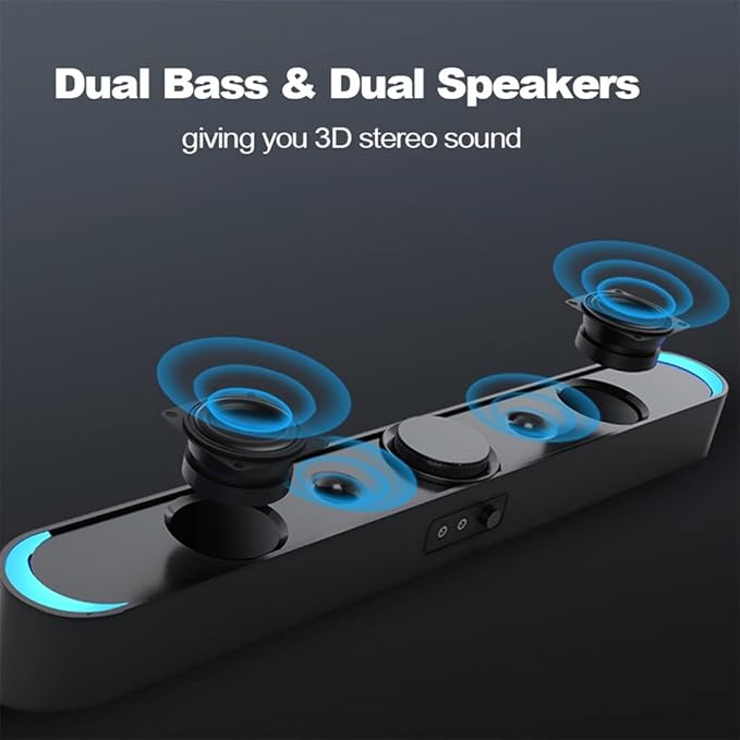 USB Powered Speaker Bar Portable Computer Speakers 3.5mm Audio Mic Plug Wired Soundbar Speaker for PC Tablet Laptop (Color : Black) (White)