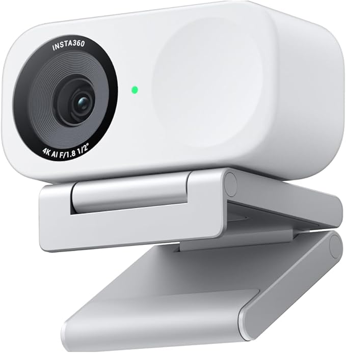 Insta360 Link 2C - 4K Webcam for PC/Mac 1/2 Sensor Auto Framing HDR AI Noise-Canceling Mic Gesture Control for Streaming Video Calls Gaming Works with Zoom Teams White